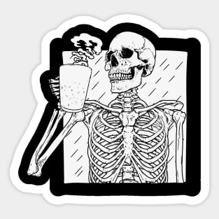 Skeleton drinks halloween coffee, coffee skull lovers Sticker